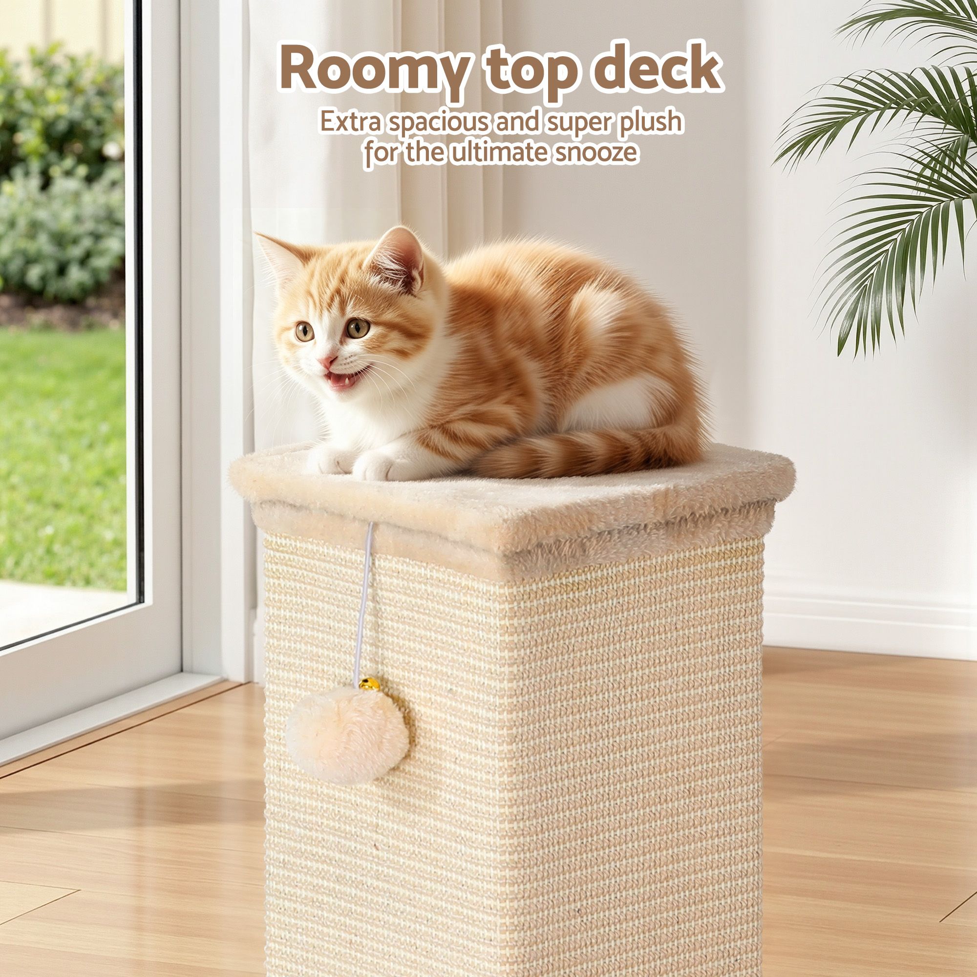 i.Pet Cat Tree 89cm Scratching Post Tower Scratcher Wood Condo Bed House Trees Beige - Image 5