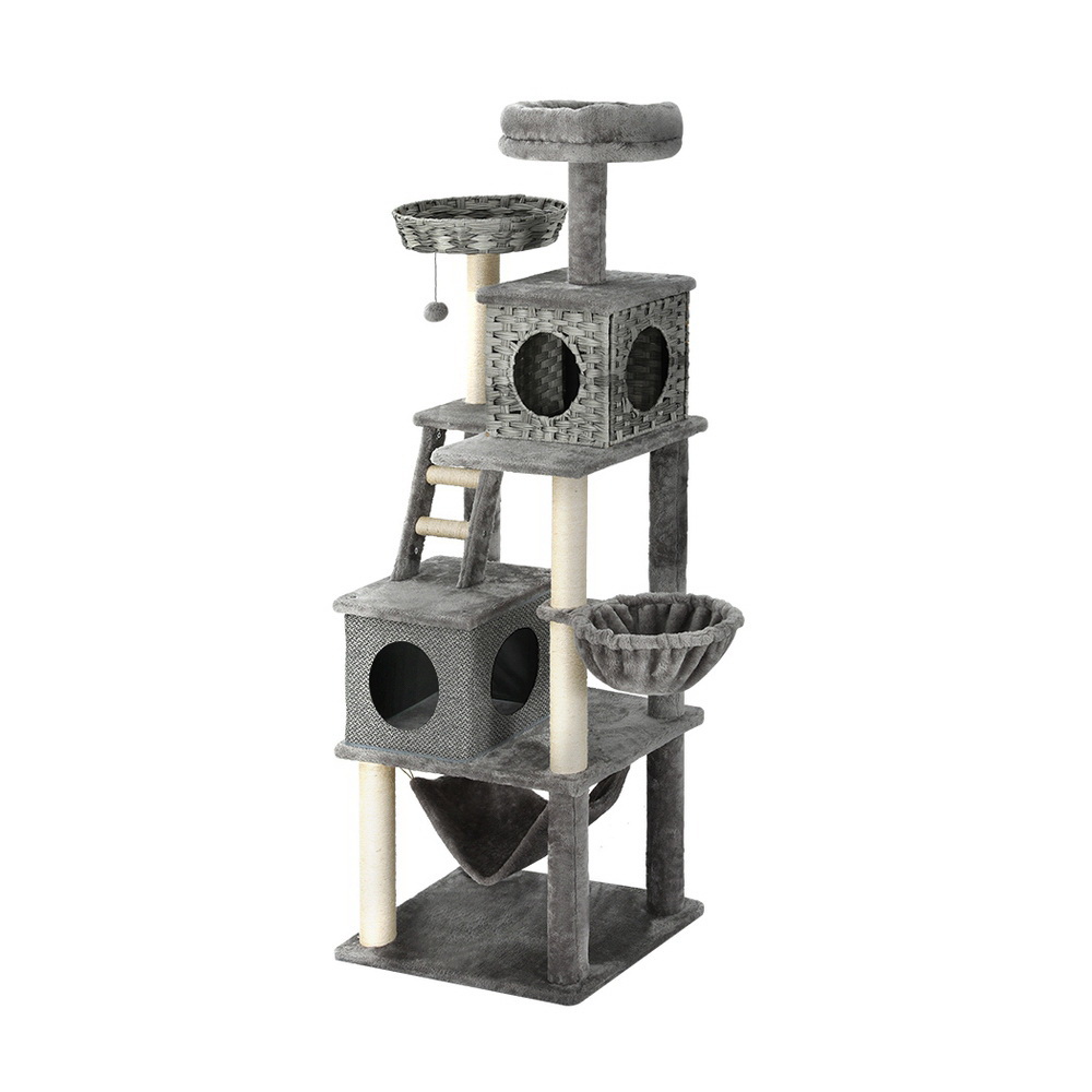 i.Pet Cat Tree 169cm Tower Scratching Post Scratcher Wood Bed Condo House Rattan Ladder - Image 7