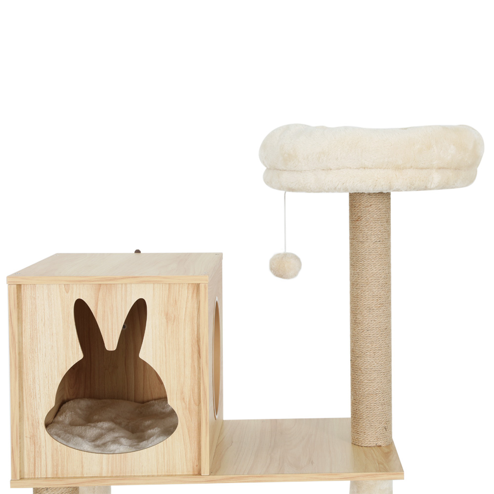 i.Pet Cat Tree 141cm Tower Scratching Post Scratcher Wood Bed Condo Toys House Ladder - Image 3