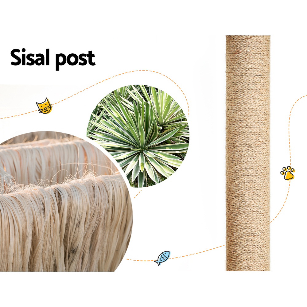 i.Pet Cat Tree 141cm Tower Scratching Post Scratcher Wood Bed Condo Toys House Ladder - Image 6
