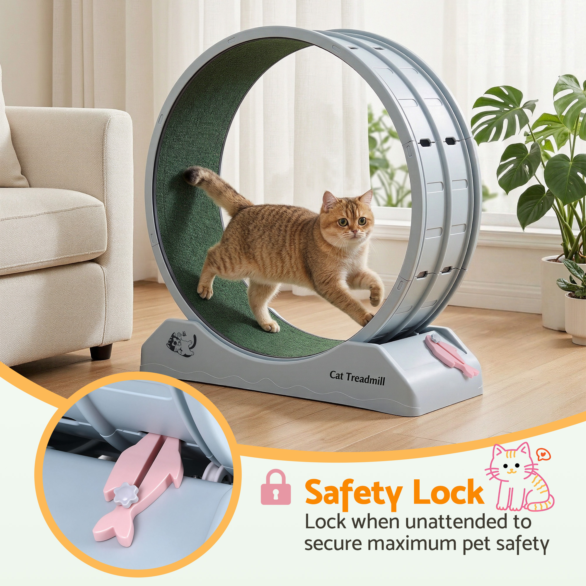 i.Pet Cat Exercise Wheel Treadmill Indoor 78cm Blue & Green - Image 5