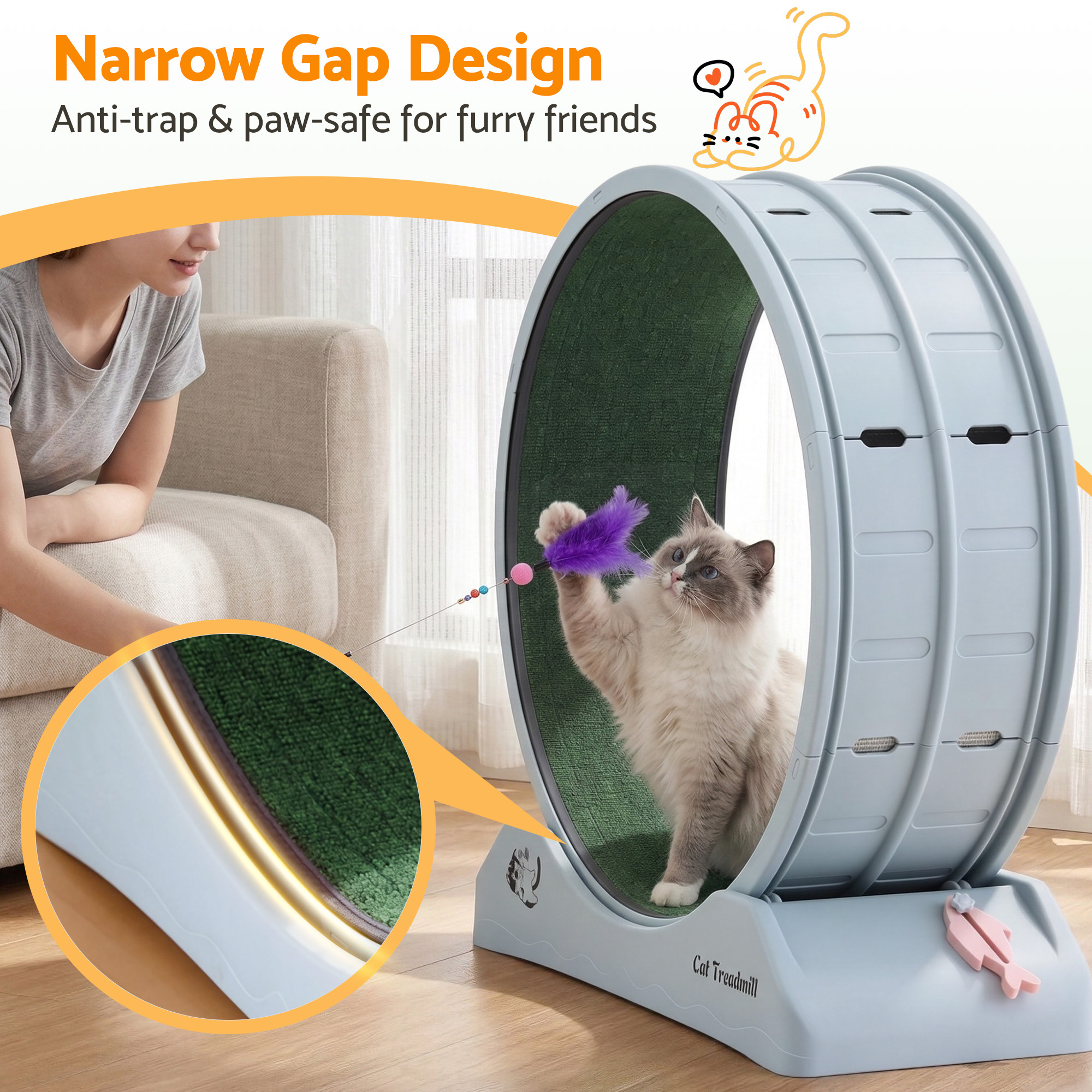 i.Pet Cat Exercise Wheel Treadmill Indoor 78cm Blue & Green - Image 6
