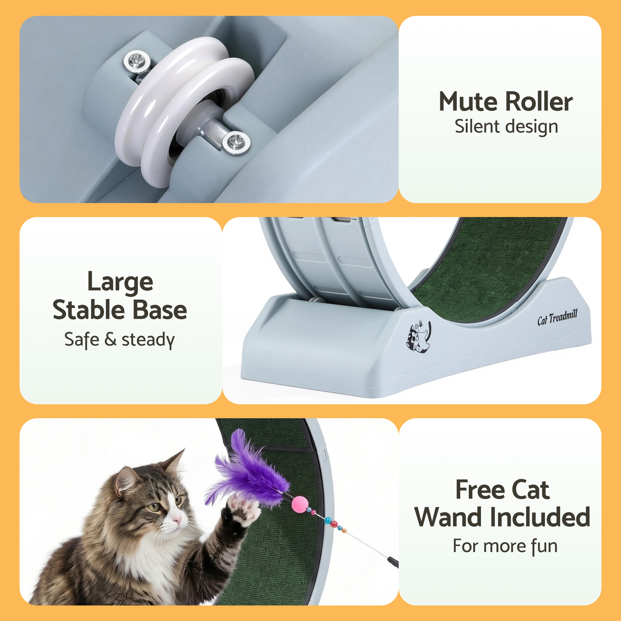 i.Pet Cat Exercise Wheel Treadmill Indoor 78cm Blue & Green - Image 7
