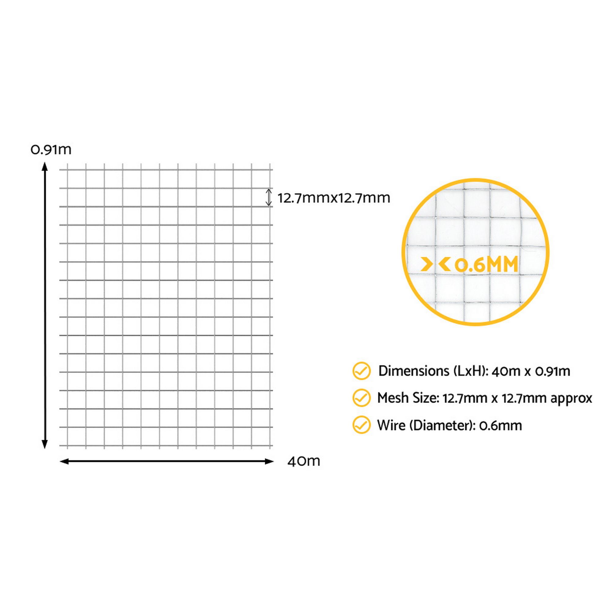 i.Pet Poultry Chicken Fence Pet Netting Wire Mesh Roll Duck Goose Coop 40Mx0.91M - Image 2