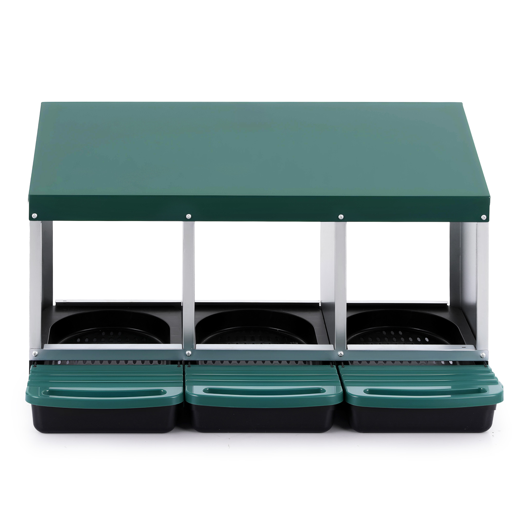 i.Pet Chicken Nesting Box Roll Away 3 Holes Metal Wall Mounted Nest Box Green - Image 3