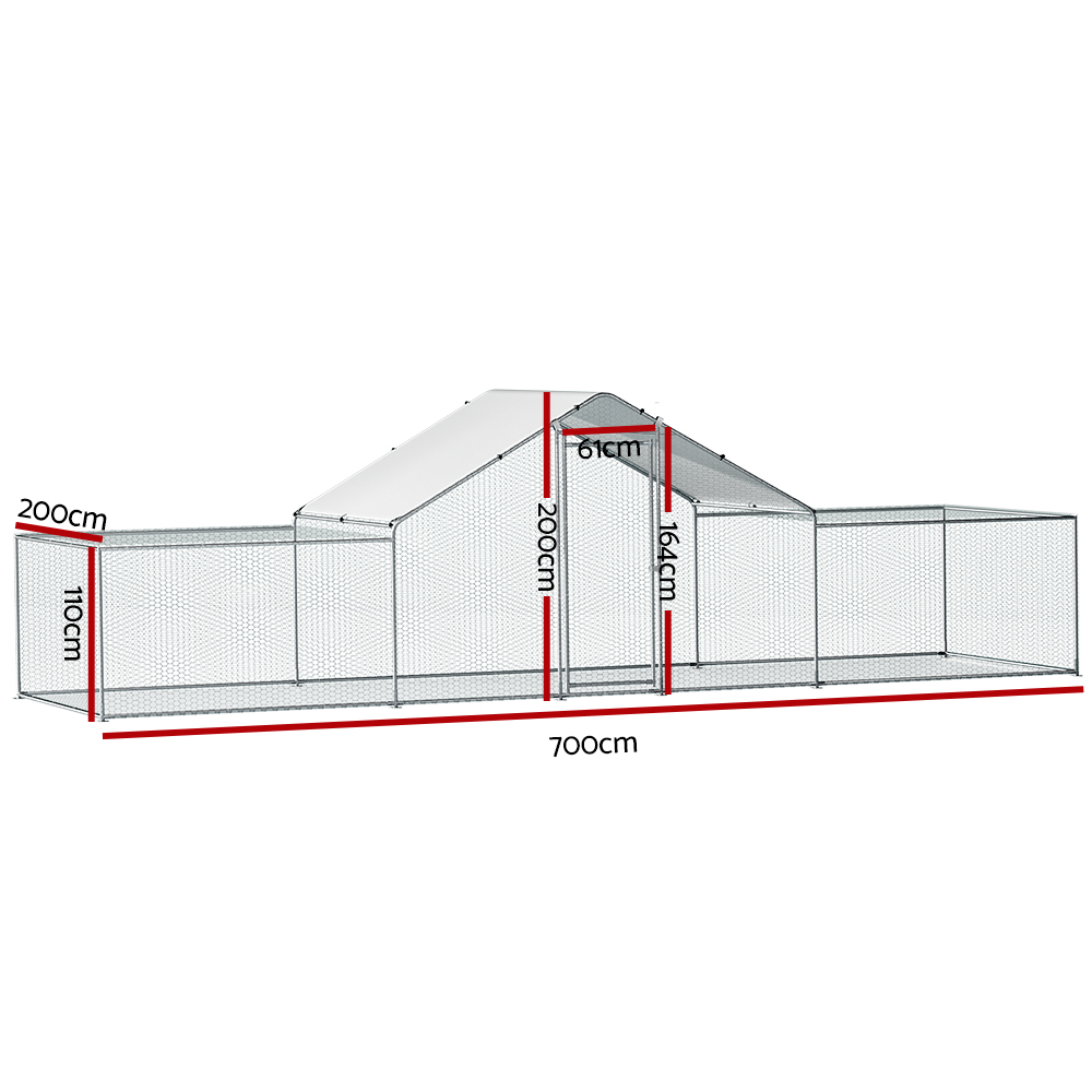 i.Pet Chicken Coop Cage Run Rabbit Hutch Large Walk In Hen House Cover 7mx2mx2m - Image 2
