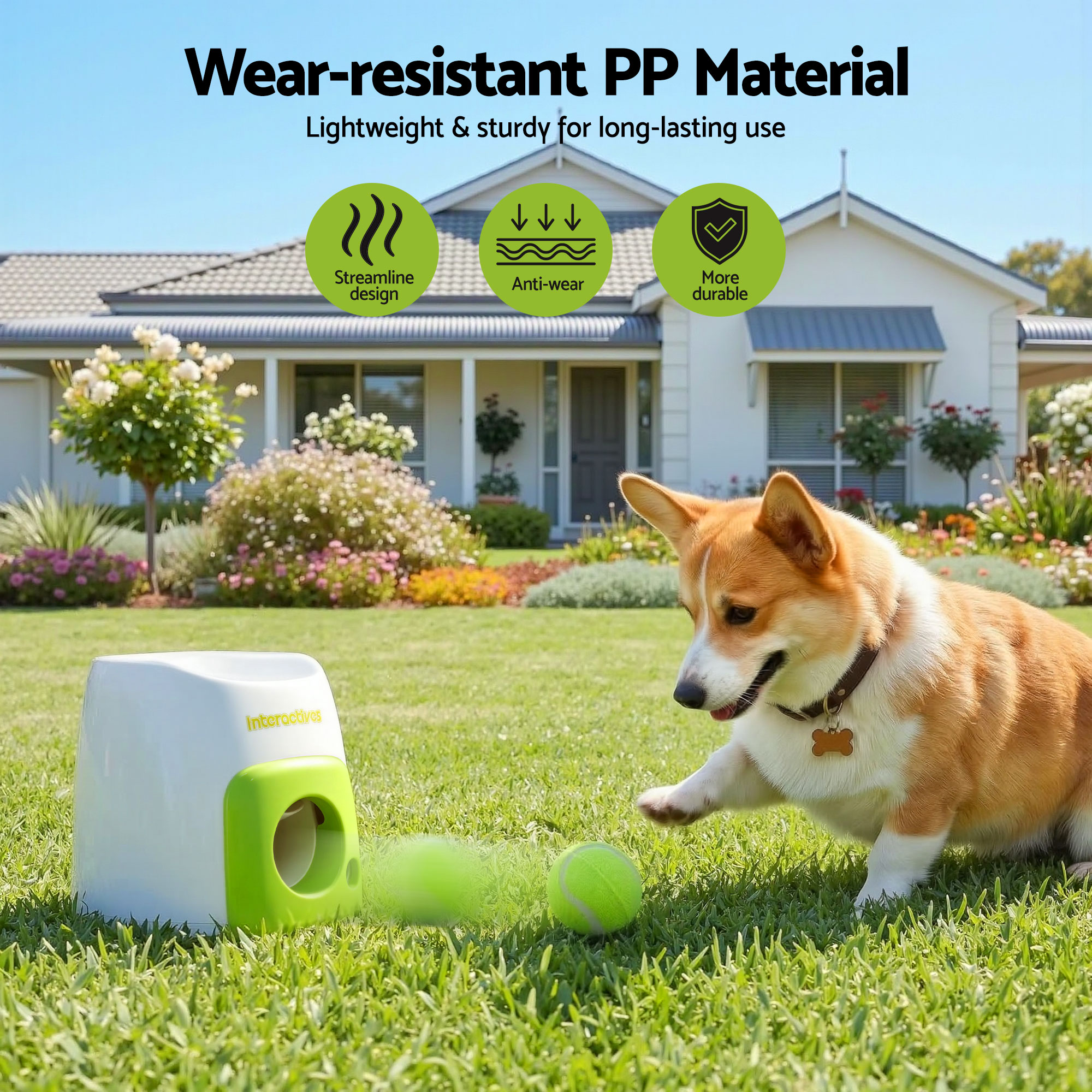 i.Pet 2-in-1 Dog Ball Launcher & Treat Dispenser with 2 Balls Green - Image 4