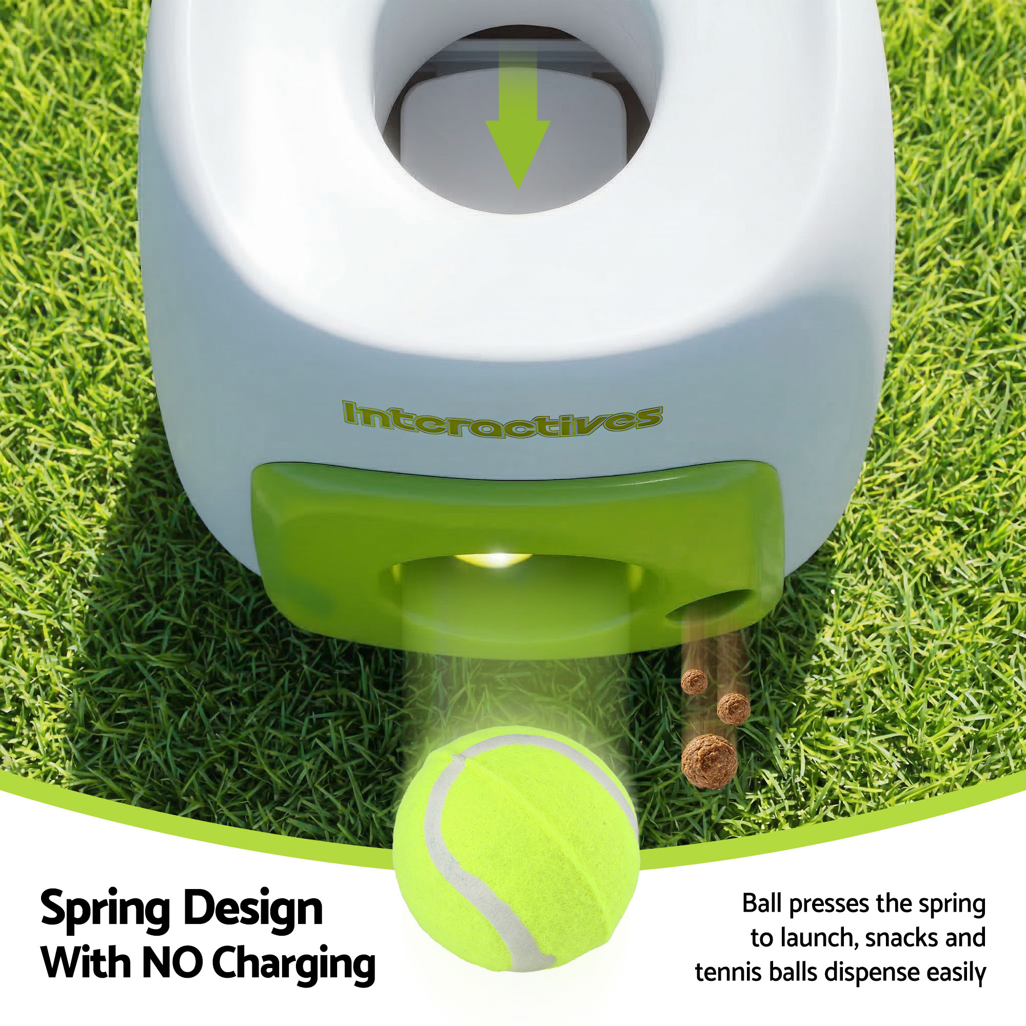 i.Pet 2-in-1 Dog Ball Launcher & Treat Dispenser with 2 Balls Green - Image 5