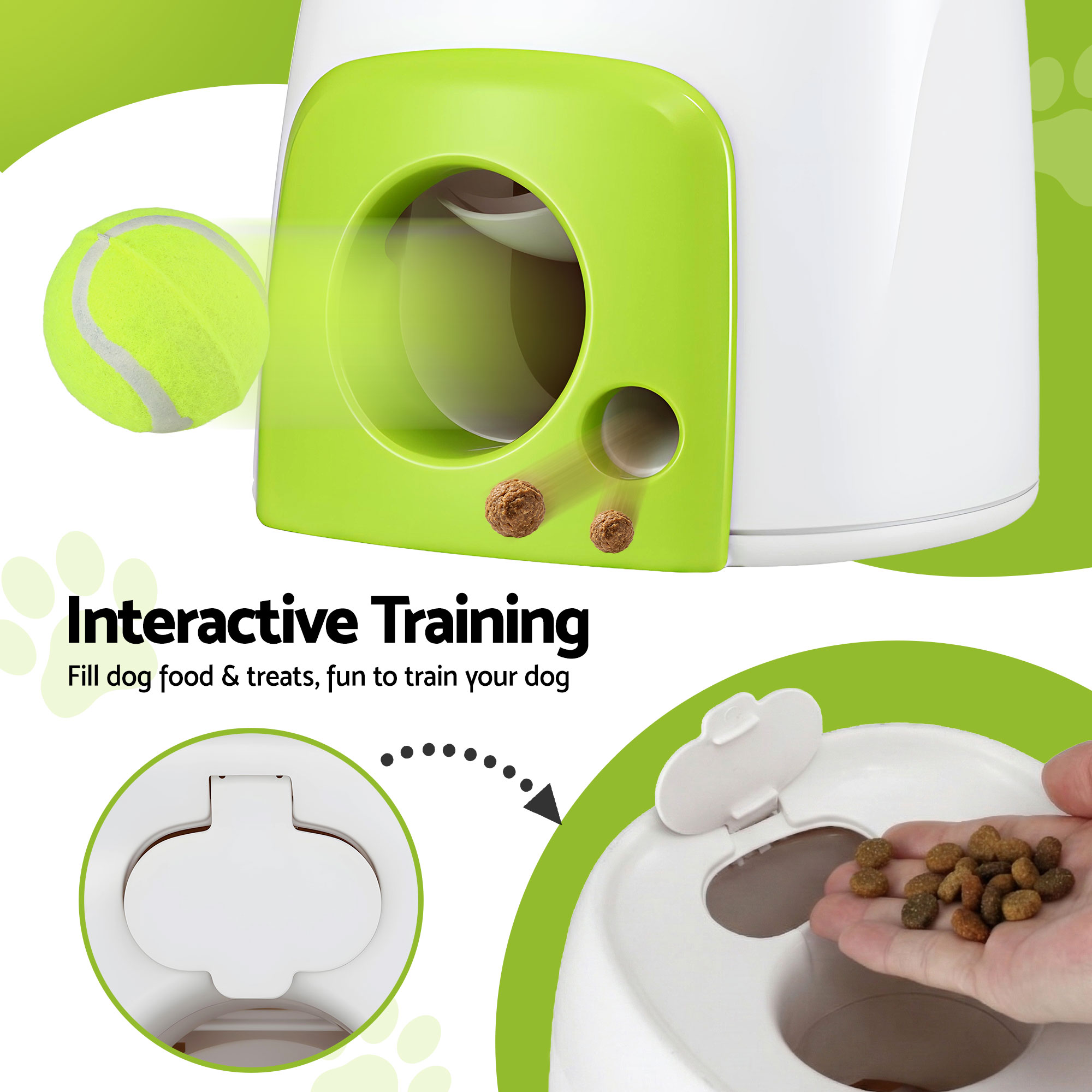 i.Pet 2-in-1 Dog Ball Launcher & Treat Dispenser with 2 Balls Green - Image 6