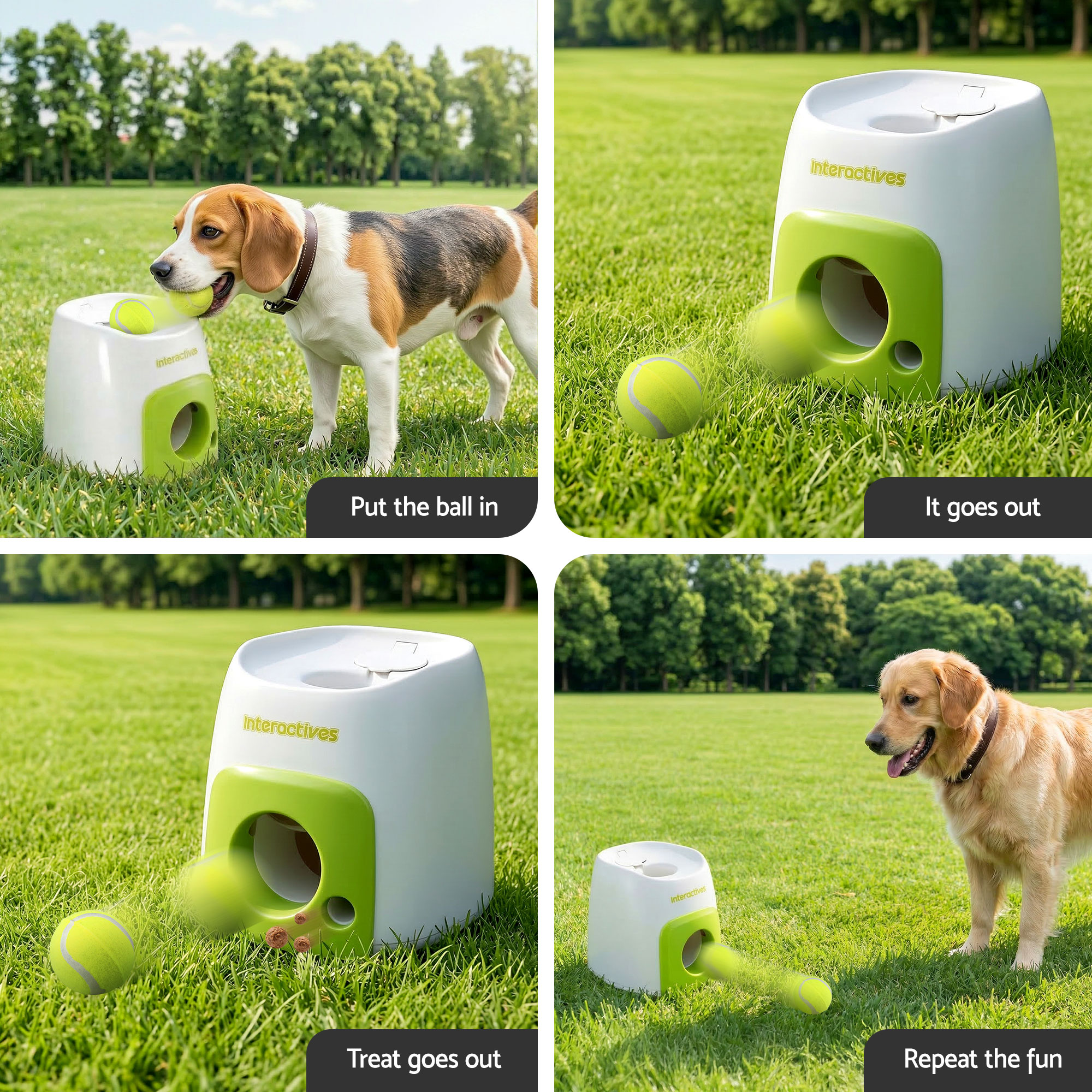 i.Pet 2-in-1 Dog Ball Launcher & Treat Dispenser with 2 Balls Green - Image 7