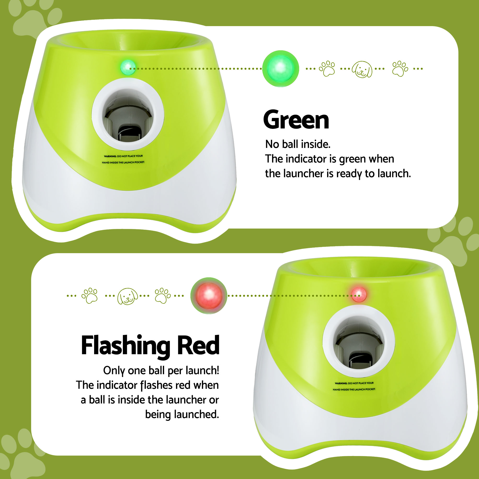 i.Pet Dog Ball Launcher Thrower with 6 Balls & 3/6/9m Launch Distances Green - Image 5