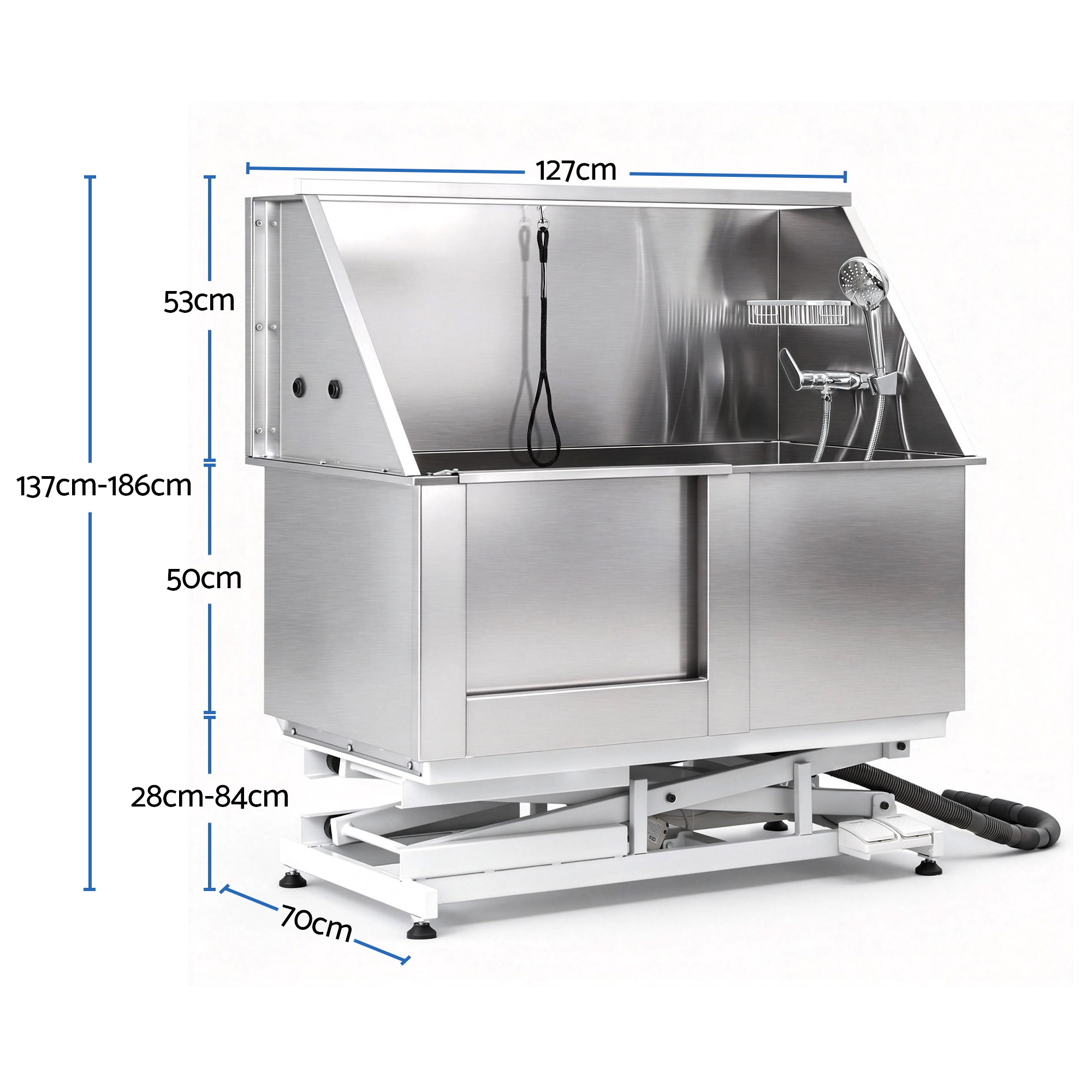 i.Pet Electric Pet Bath Tub Dog Grooming Stainless Steel Wash Station 127cm - Image 2