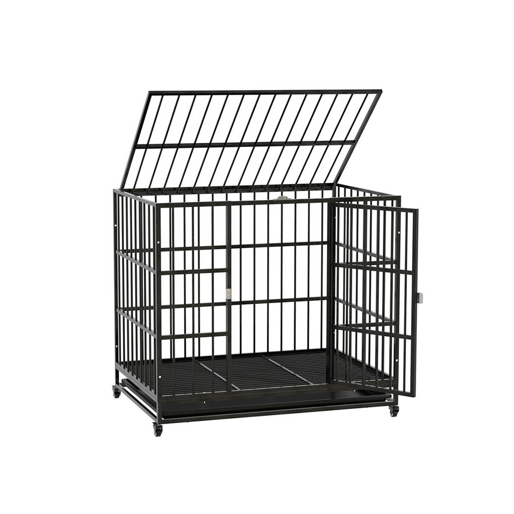 i.Pet Dog Cage Crate Large Puppy Cat Anti-Bite Pet Kennel Wheels w/Tray Metal - Image 1
