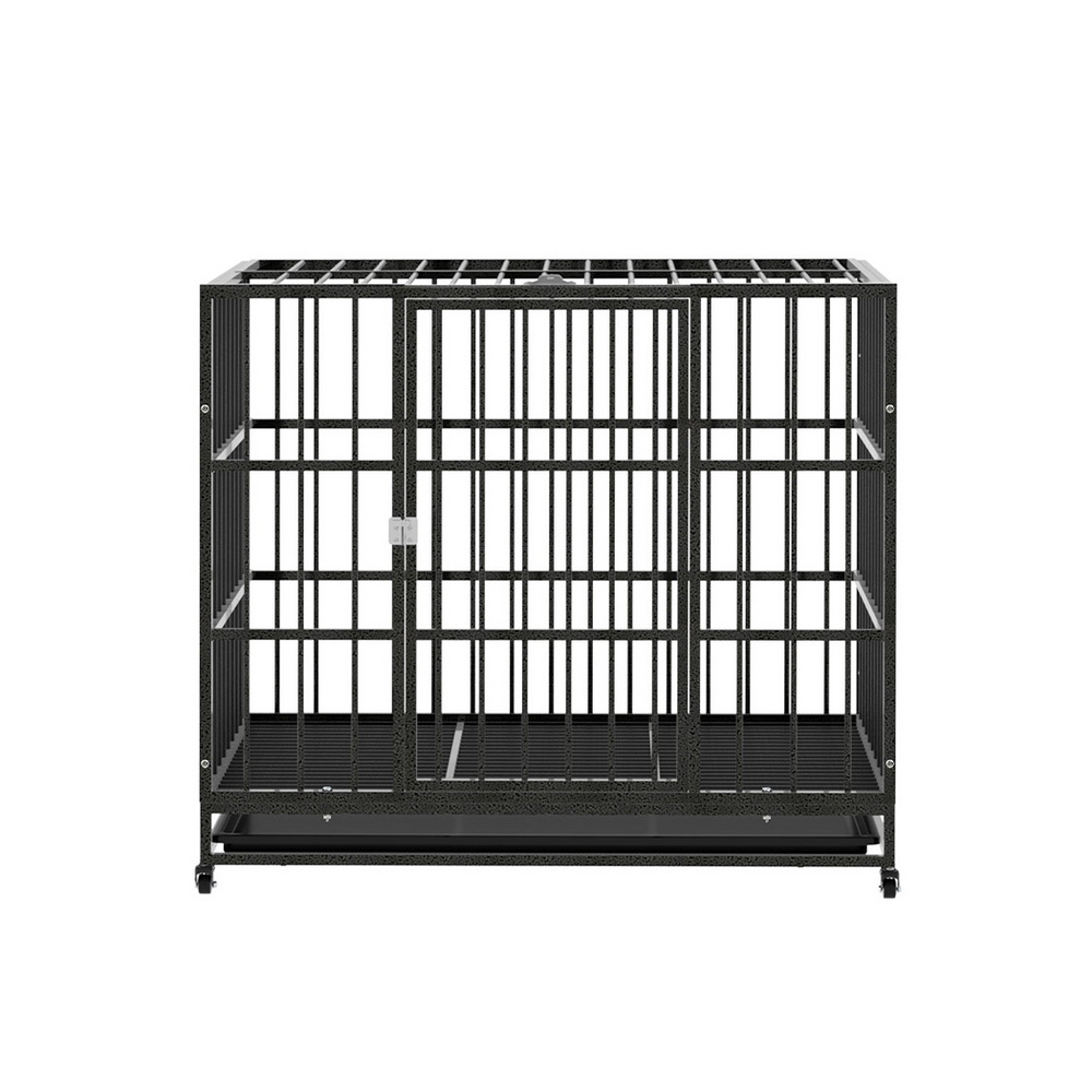 i.Pet Dog Cage Crate Large Puppy Cat Anti-Bite Pet Kennel Wheels w/Tray Metal - Image 3