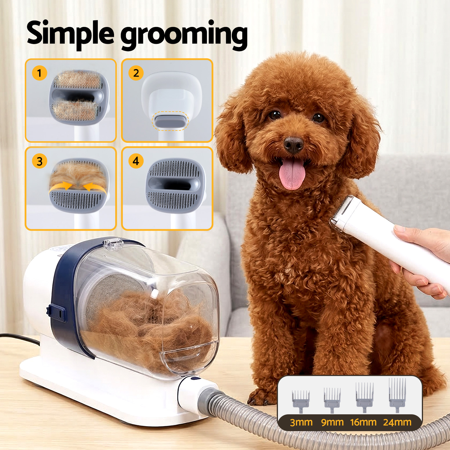 i.Pet Pet Grooming Kit Vacuum Dog Cat Hair Dryer Remover Clipper Brushes Cleaning - Image 6