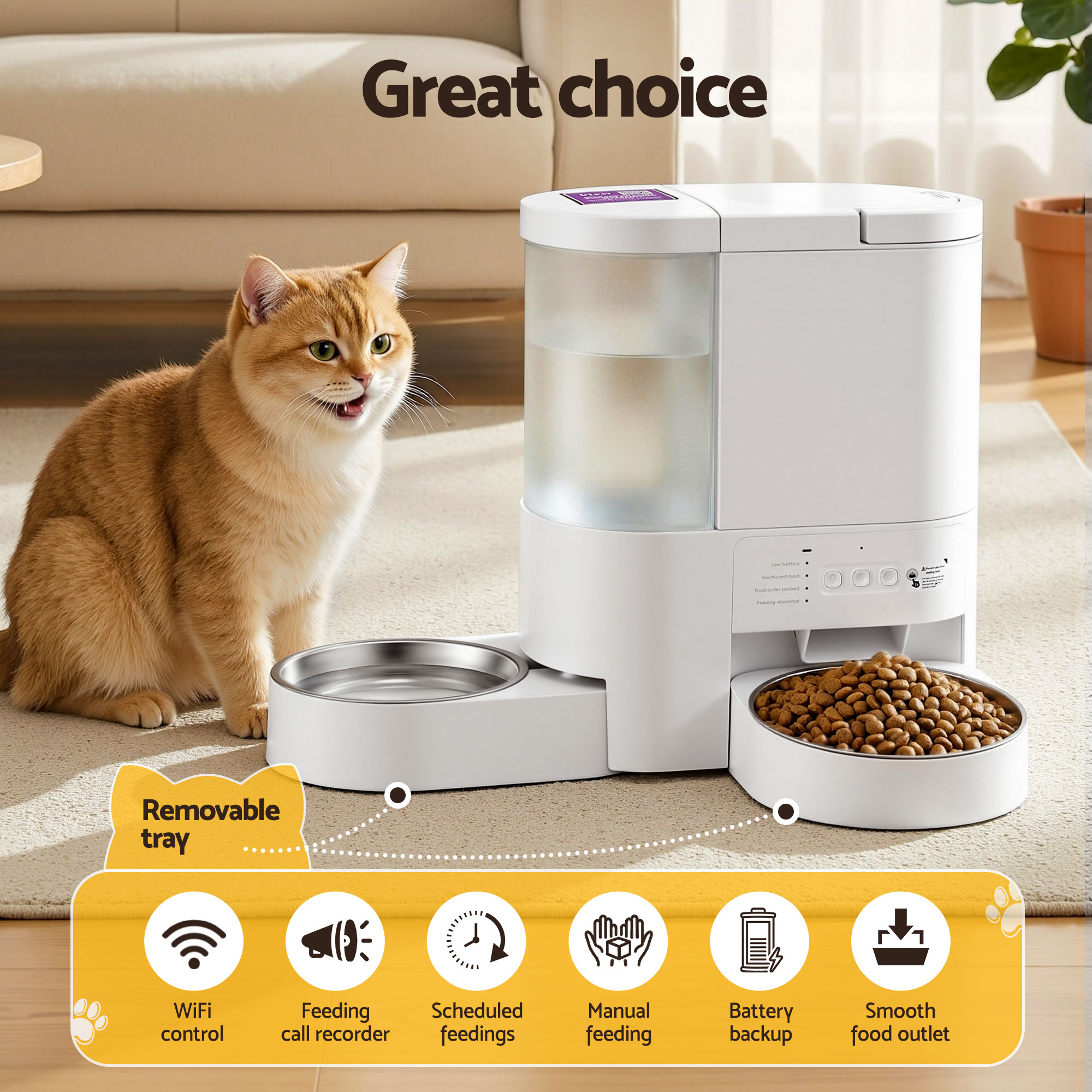 i.Pet Automatic Pet Feeder Water Dispenser 2-in-1 Smart WiFi Dog Cat Food 4L - Image 4