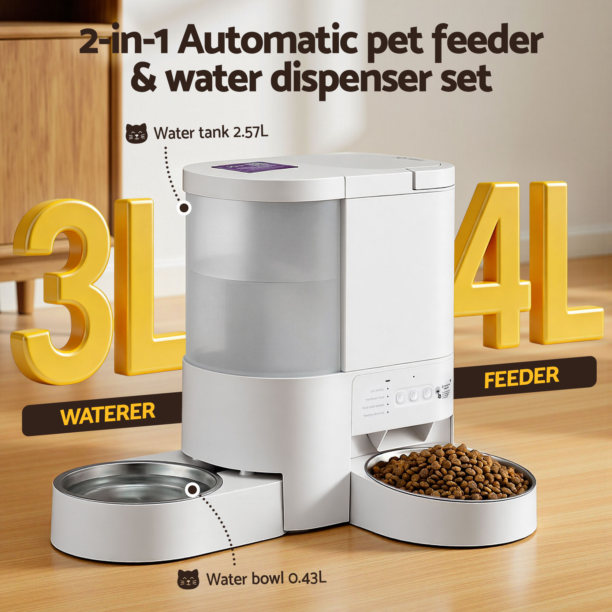 i.Pet Automatic Pet Feeder Water Dispenser 2-in-1 Smart WiFi Dog Cat Food 4L - Image 5