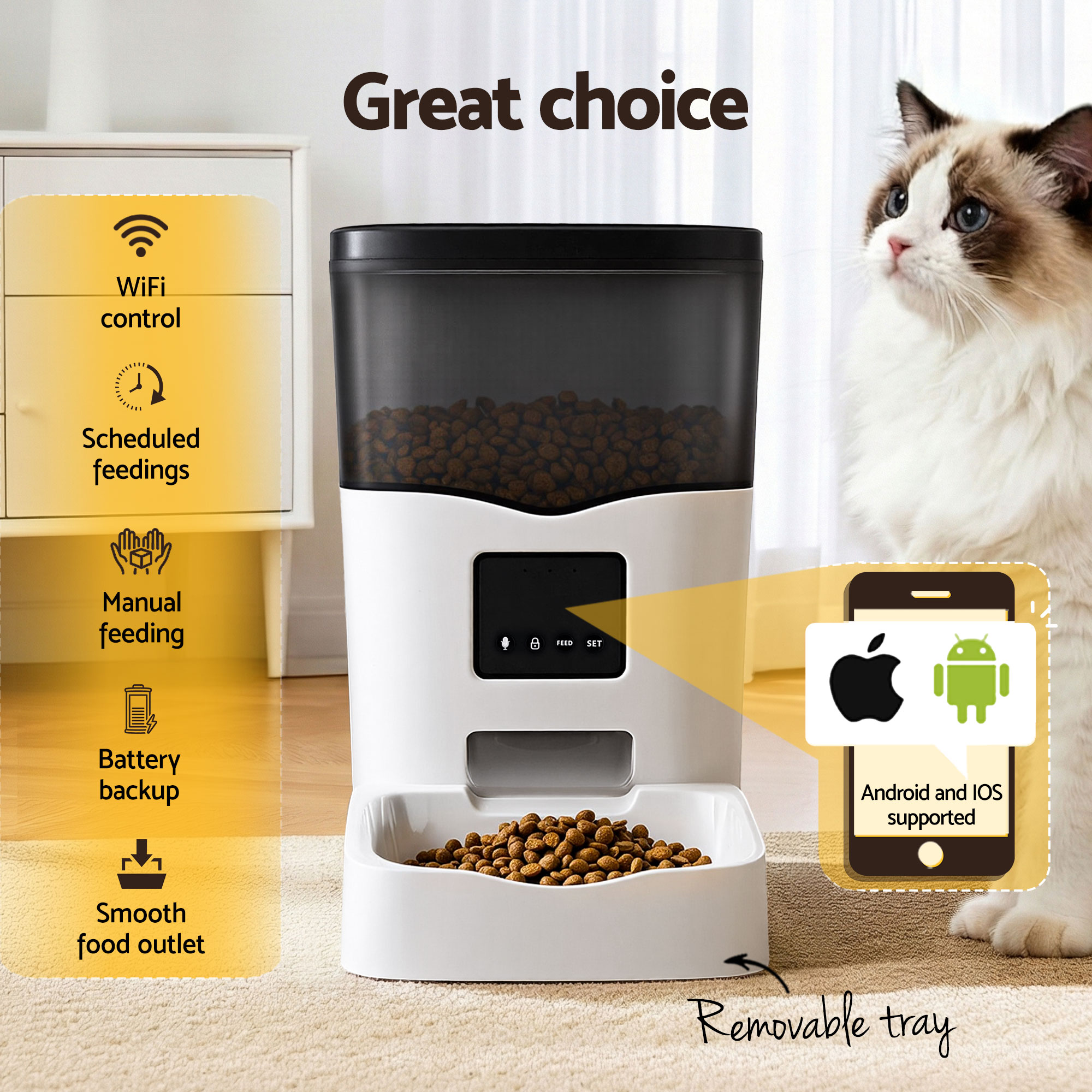 i.Pet Automatic Pet Feeder Dog Cat Feeder Wifi 3L Auto Smart Food Dispenser - Image 4