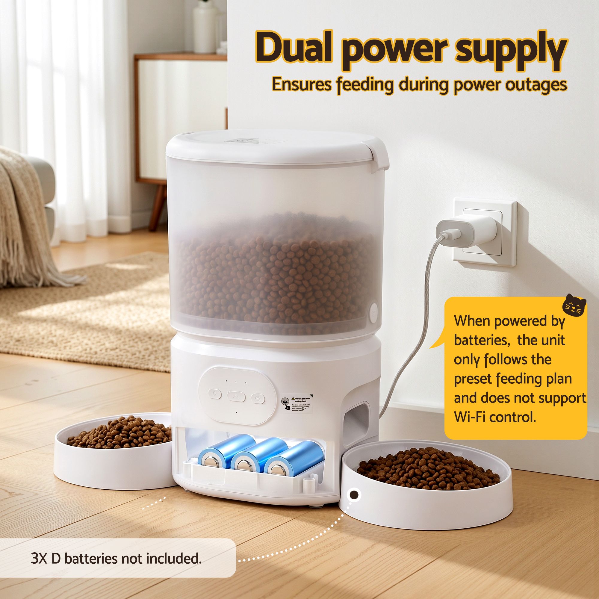 i.Pet 5L Automatic Pet Feeder Dual Bowl Smart Dispenser APP Control Cats Dogs - Image 8