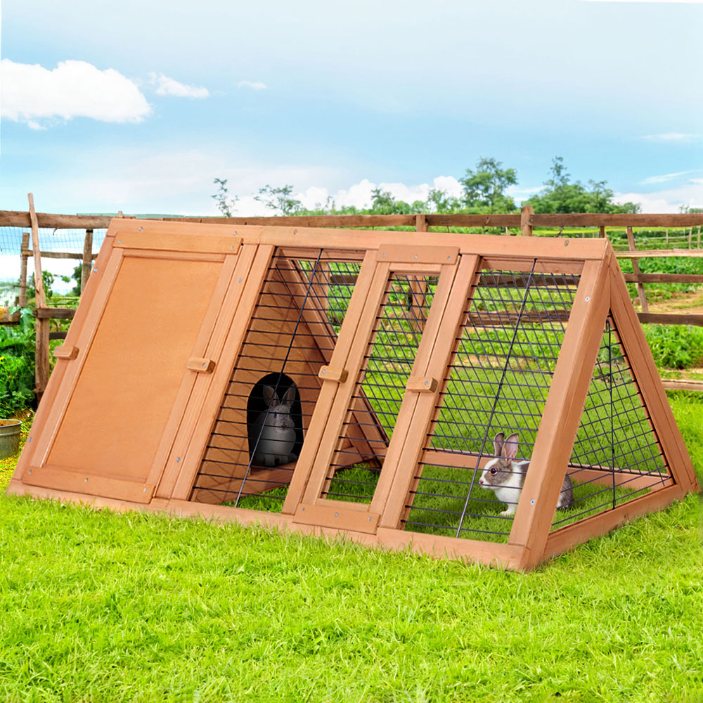 i.Pet Rabbit Hutch Chicken Coop 119cm x 51cm x 44cm Chicken Coop Large Run Wooden Cage Outdoor - Image 1
