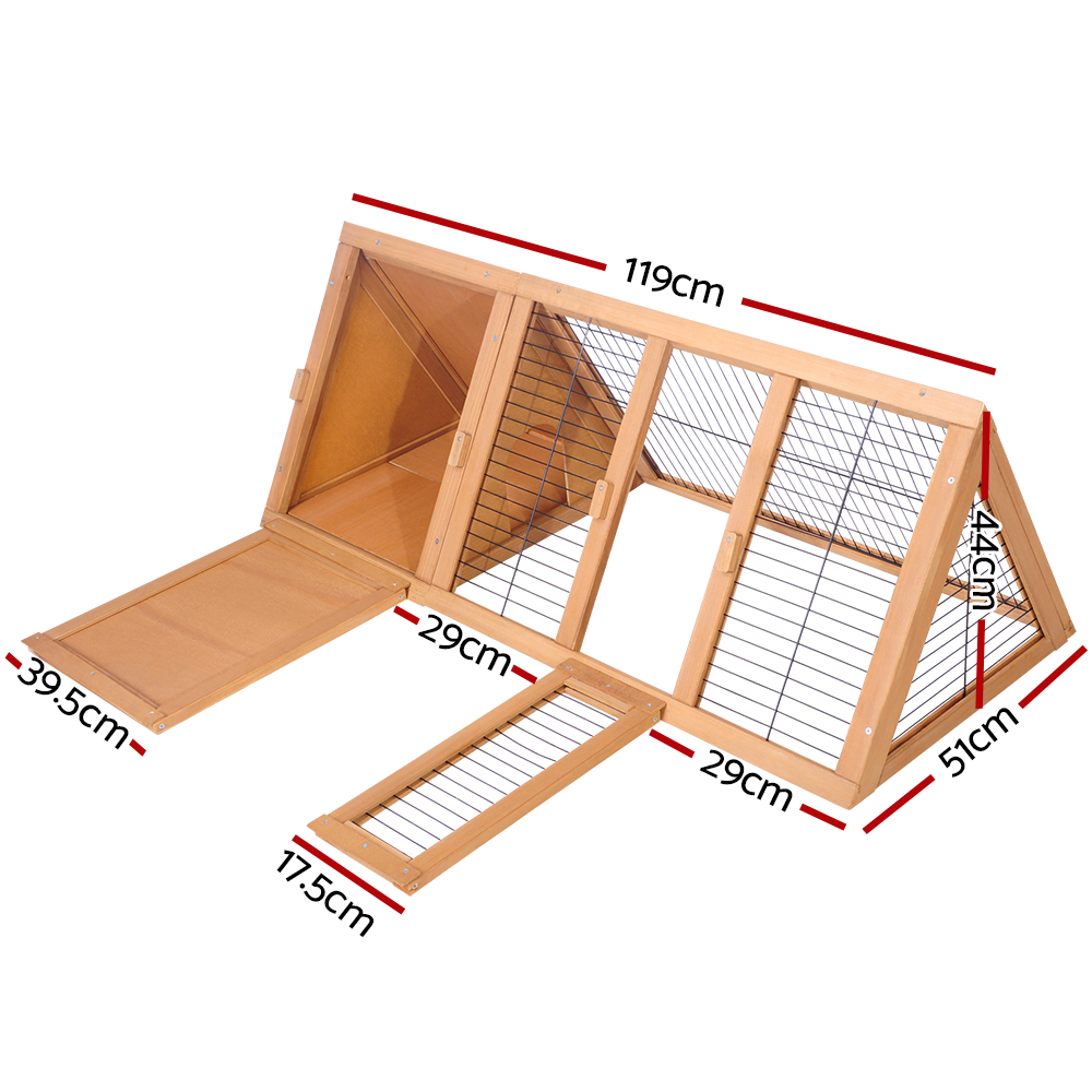 i.Pet Rabbit Hutch Chicken Coop 119cm x 51cm x 44cm Chicken Coop Large Run Wooden Cage Outdoor - Image 2