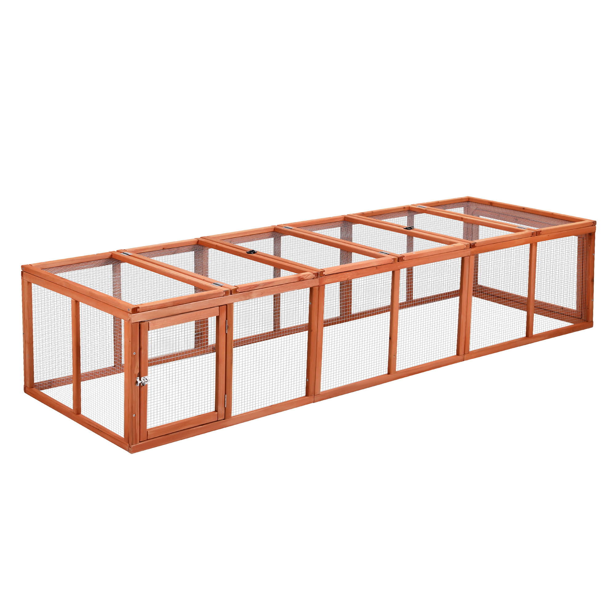 i.Pet Chicken Coop Wooden Pet Run Rabbit Hutch Large Outdoor Cage with Play Area Brown - Image 1