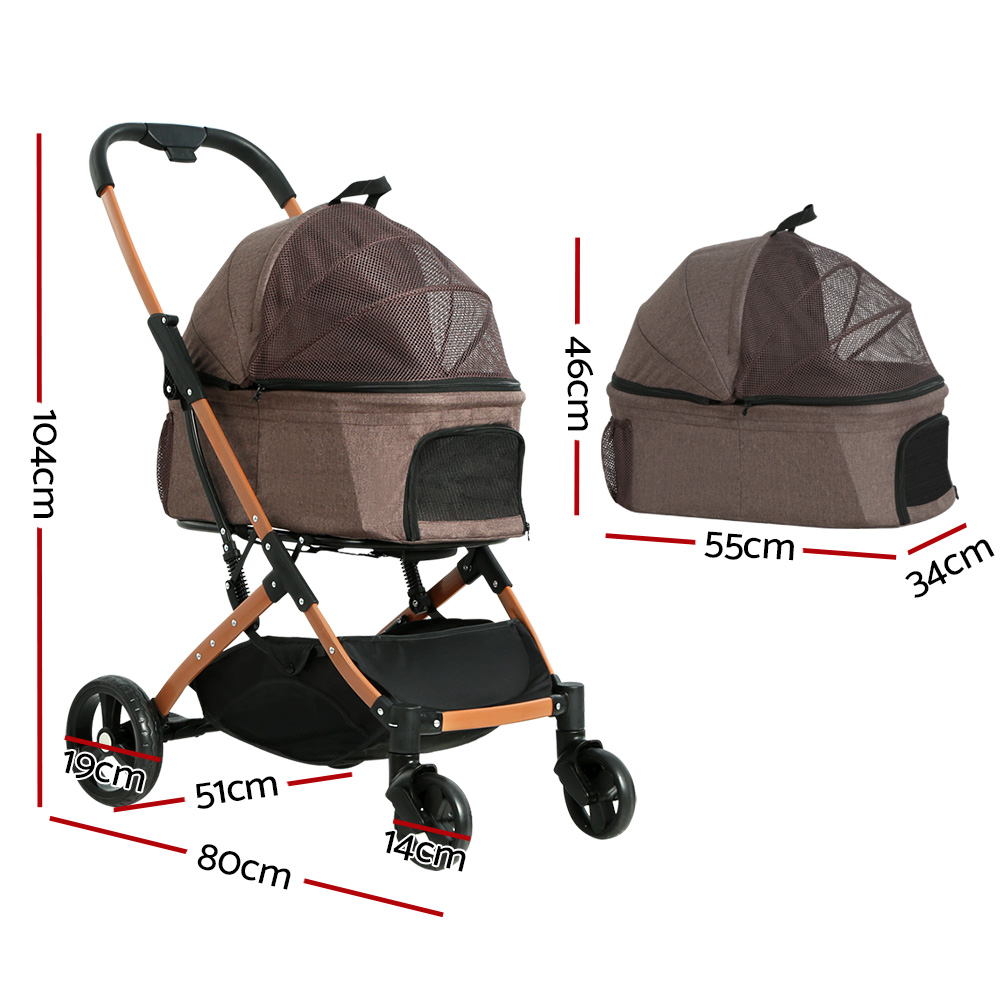 i.Pet Pet Stroller Dog Pram Large Cat Carrier Travel Foldable 4 Wheels Pushchair Double - Image 2