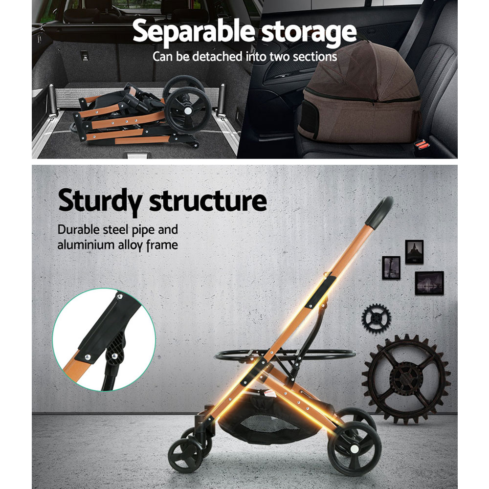i.Pet Pet Stroller Dog Pram Large Cat Carrier Travel Foldable 4 Wheels Pushchair Double - Image 7