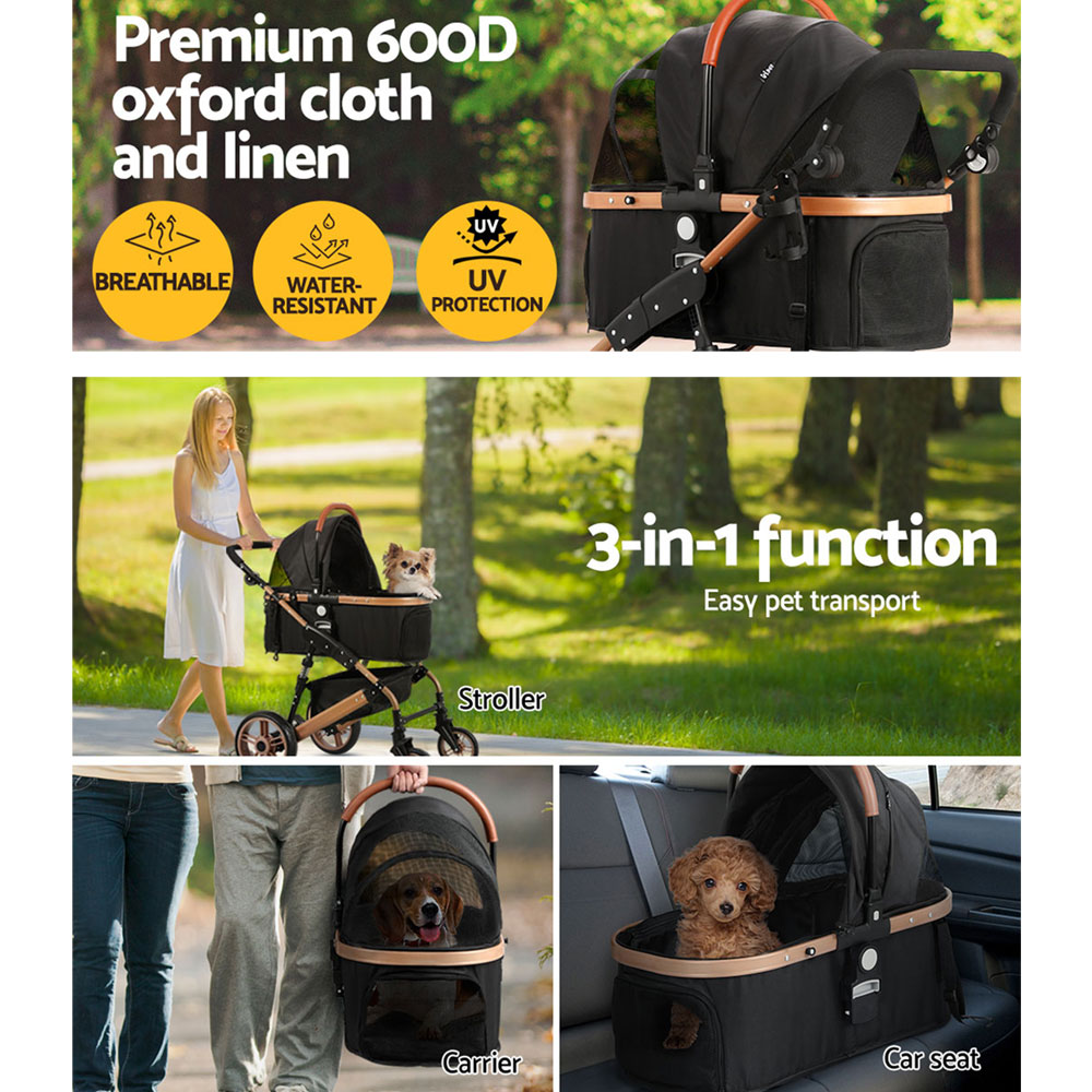 i.Pet Pet Stroller Dog Pram Large Cat Carrier Travel Foldable Pushchair 4 Wheels - Image 5