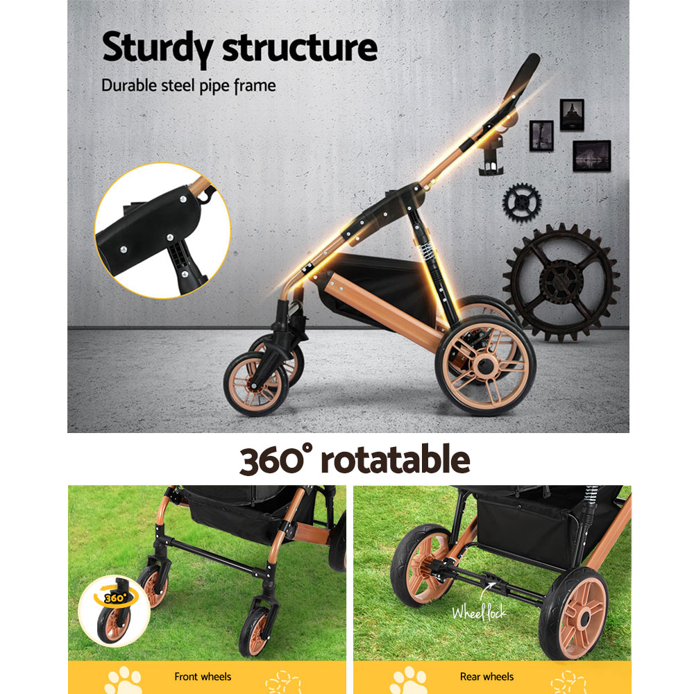 i.Pet Pet Stroller Dog Pram Large Cat Carrier Travel Foldable Pushchair 4 Wheels - Image 7
