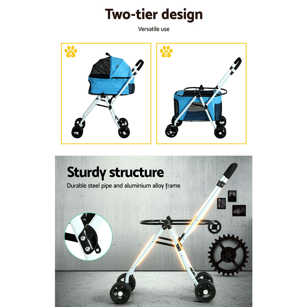 i.Pet Pet Stroller Dog Pram Large Cat Carrier Travel Foldable 4 Wheels Double - Image 5