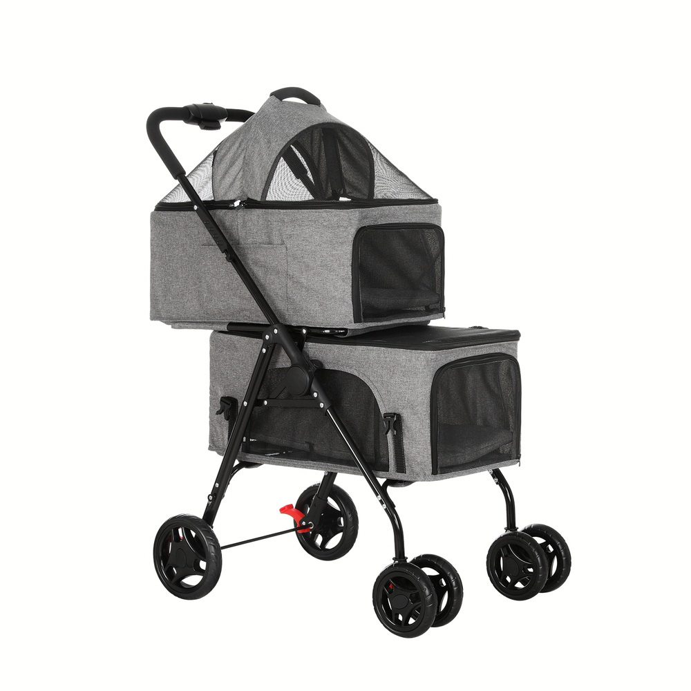 i.Pet Pet Stroller 2-tier Dog Pram Large Cat Carrier Travel Pushchair Foldable - Image 1