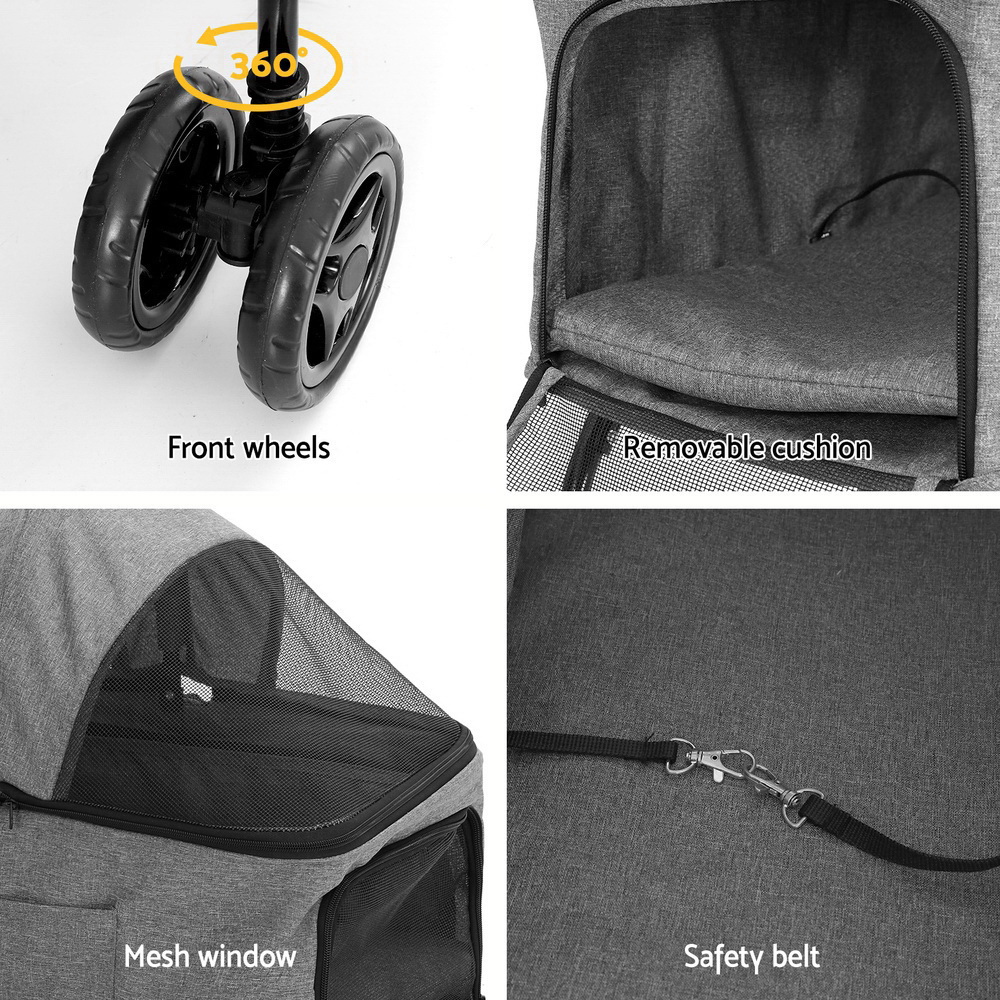 i.Pet Pet Stroller 2-tier Dog Pram Large Cat Carrier Travel Pushchair Foldable - Image 6