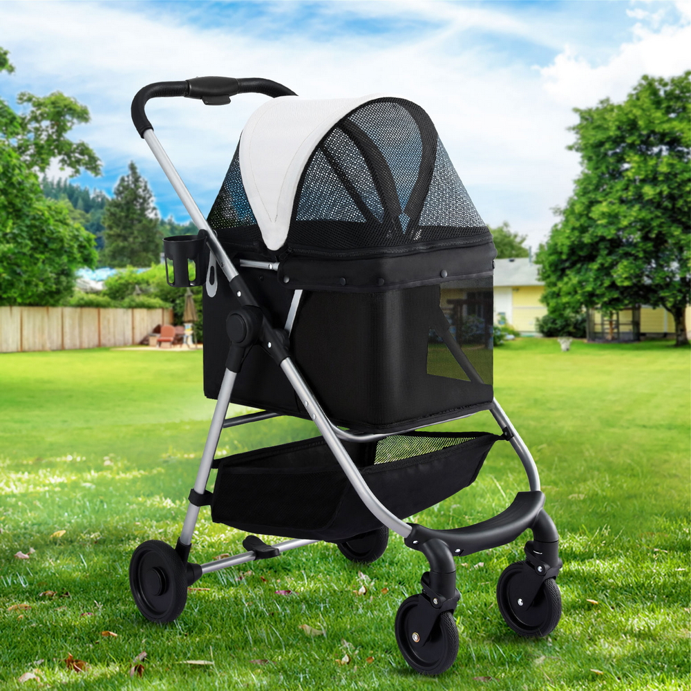 i.Pet Pet Stroller Pram Dog Cat Carrier Cage Large Travel Pushchair Foldable 4 Wheels - Image 1