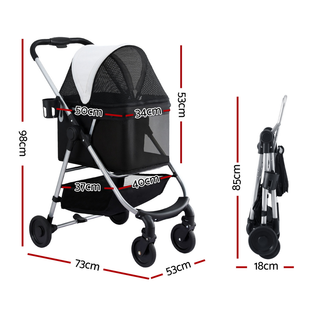 i.Pet Pet Stroller Pram Dog Cat Carrier Cage Large Travel Pushchair Foldable 4 Wheels - Image 3