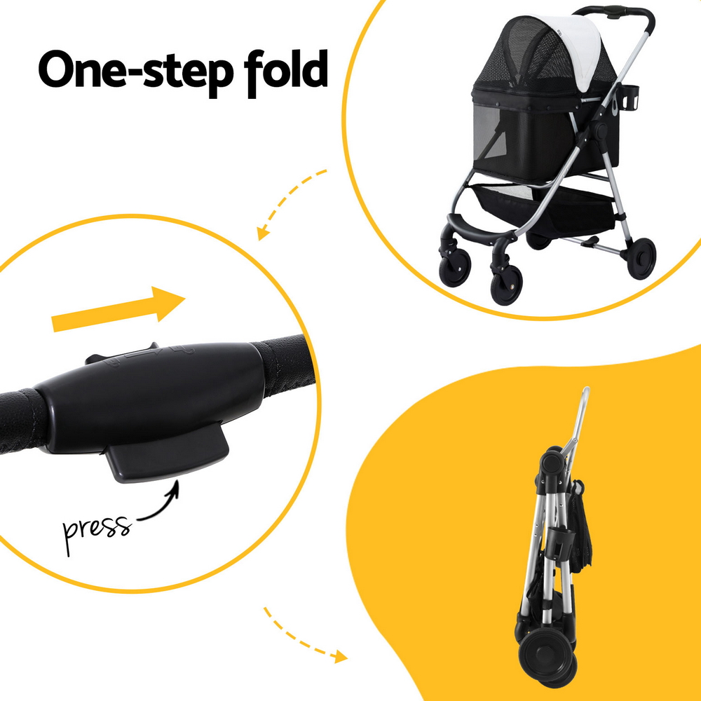 i.Pet Pet Stroller Pram Dog Cat Carrier Cage Large Travel Pushchair Foldable 4 Wheels - Image 5