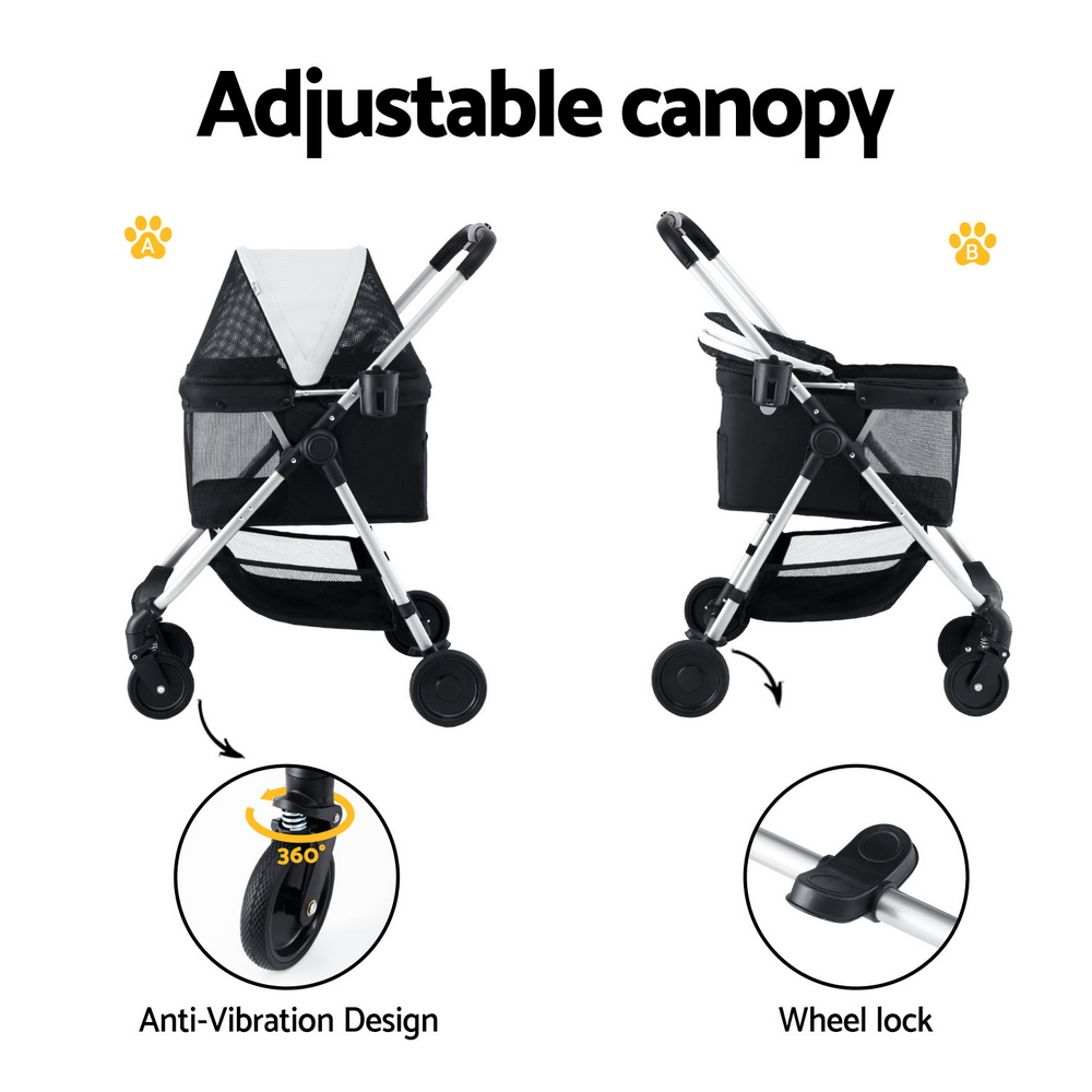 i.Pet Pet Stroller Pram Dog Cat Carrier Cage Large Travel Pushchair Foldable 4 Wheels - Image 6