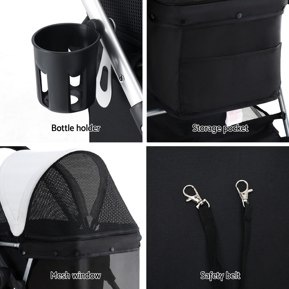 i.Pet Pet Stroller Pram Dog Cat Carrier Cage Large Travel Pushchair Foldable 4 Wheels - Image 7