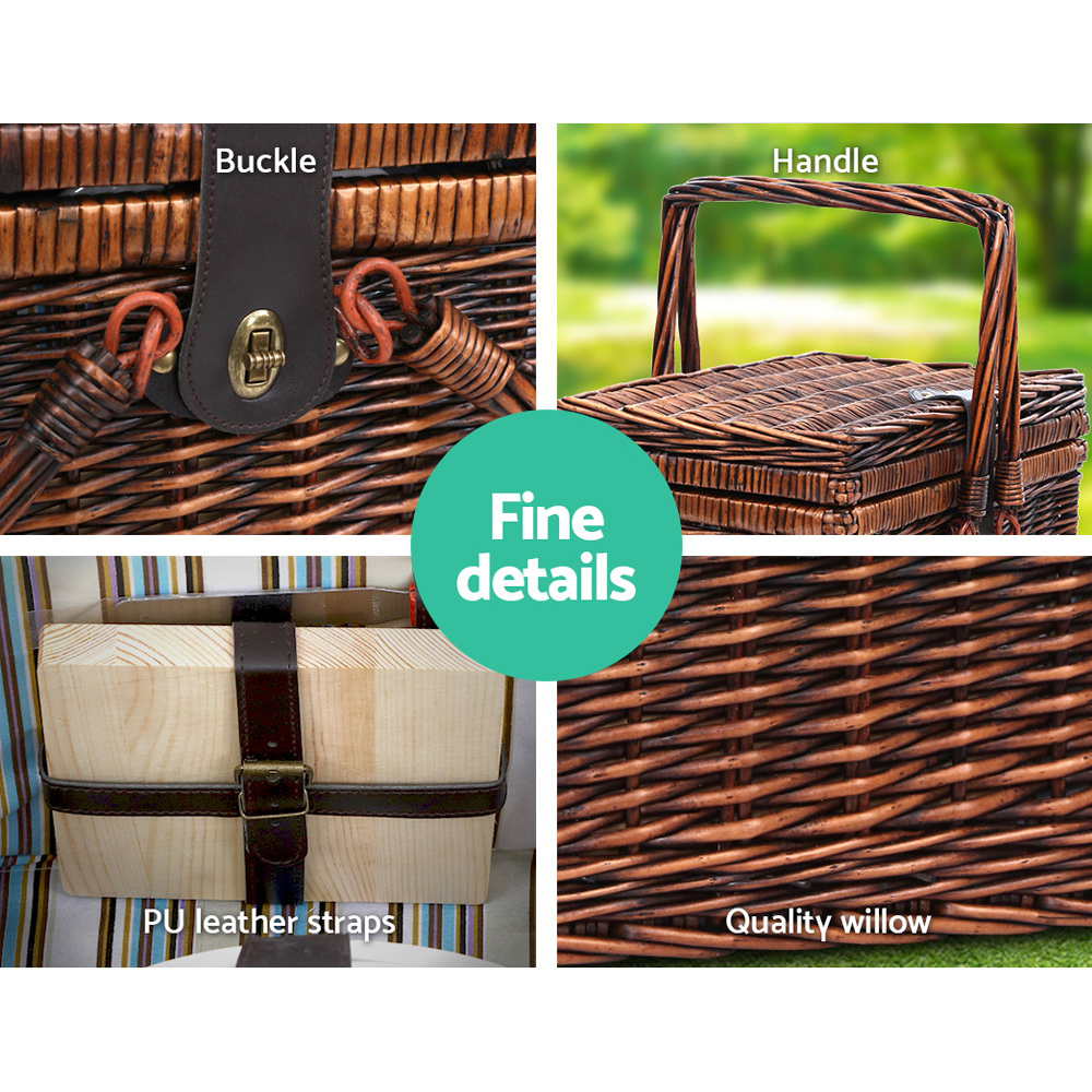 Alfresco 4 Person Picnic Basket Set Deluxe Folding Outdoor Insulated Liquor bag - Image 5