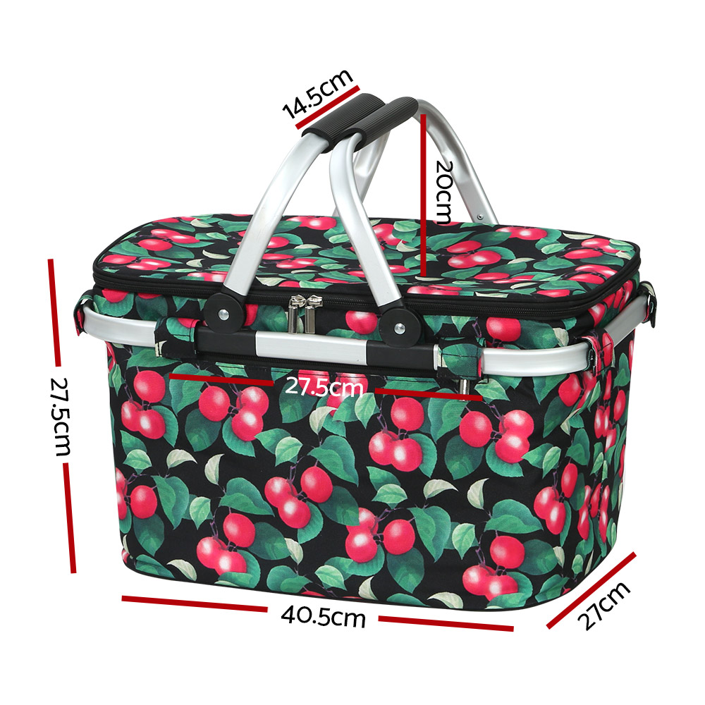 Alfresco Picnic Basket Folding Bag Hamper Insulated Storage Food Cover - Image 2