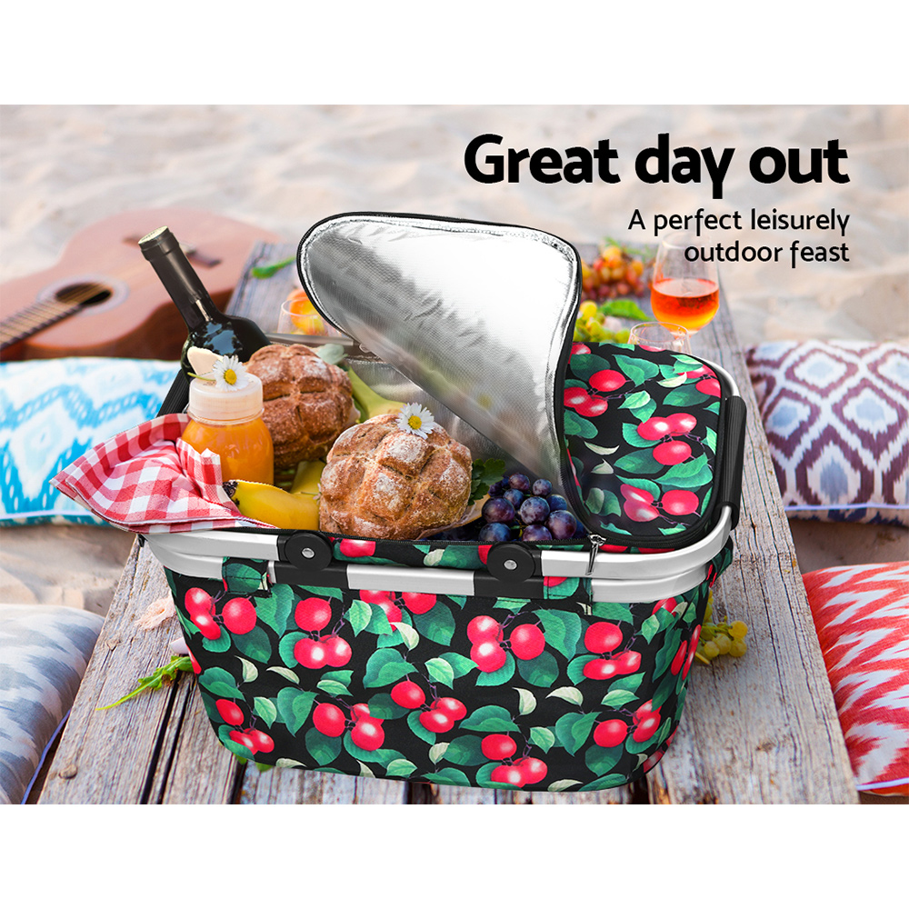 Alfresco Picnic Basket Folding Bag Hamper Insulated Storage Food Cover - Image 5