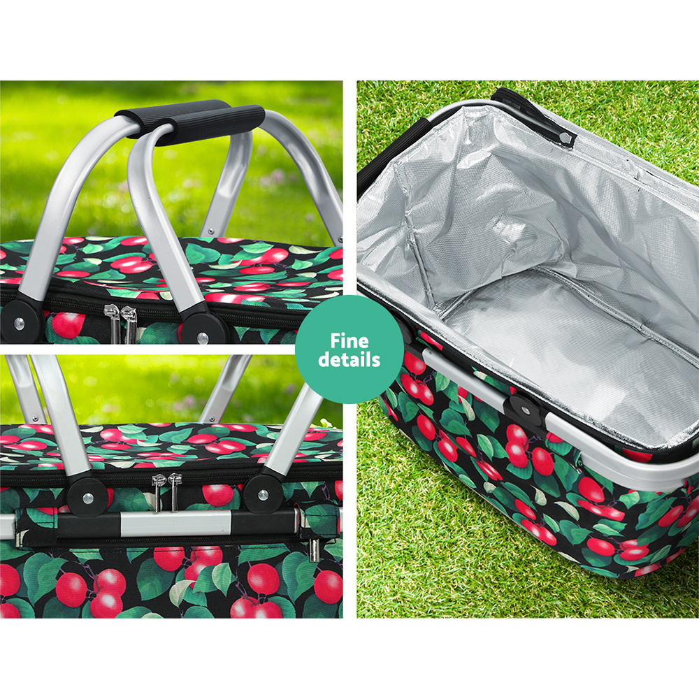 Alfresco Picnic Basket Folding Bag Hamper Insulated Storage Food Cover - Image 6