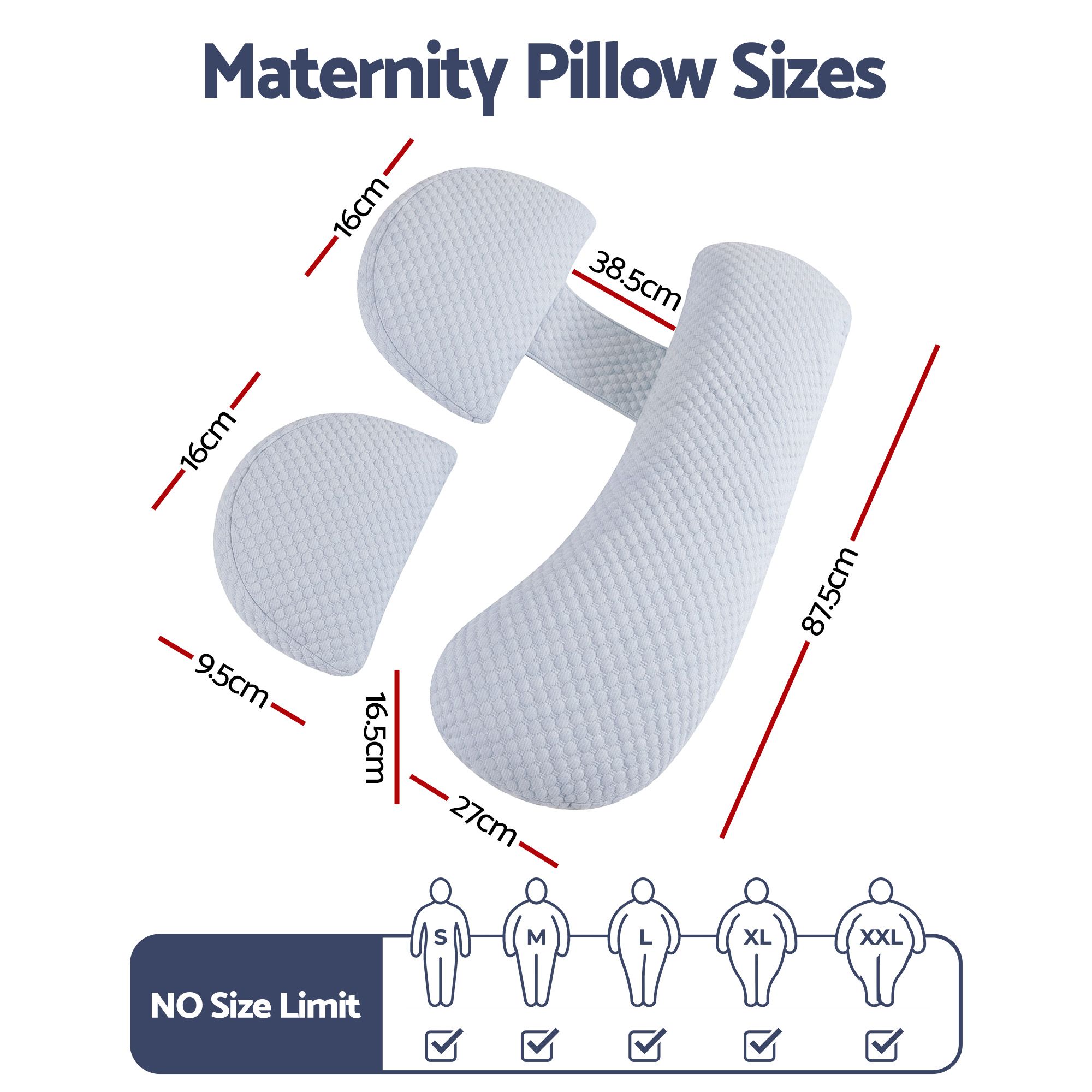 Giselle Bedding Cooling Pregnancy Pillow Adjustable Maternity Pillow for Sleeping, Body Pillows for Adults Support Back, Belly, and Hips, Blue 37x87 cm - Image 8