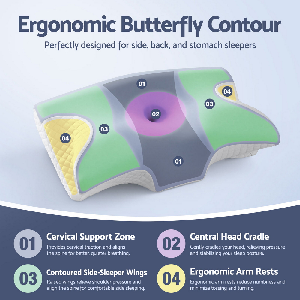 Giselle Bedding Memory Foam Pillow Ergonomic Contour - Image 5