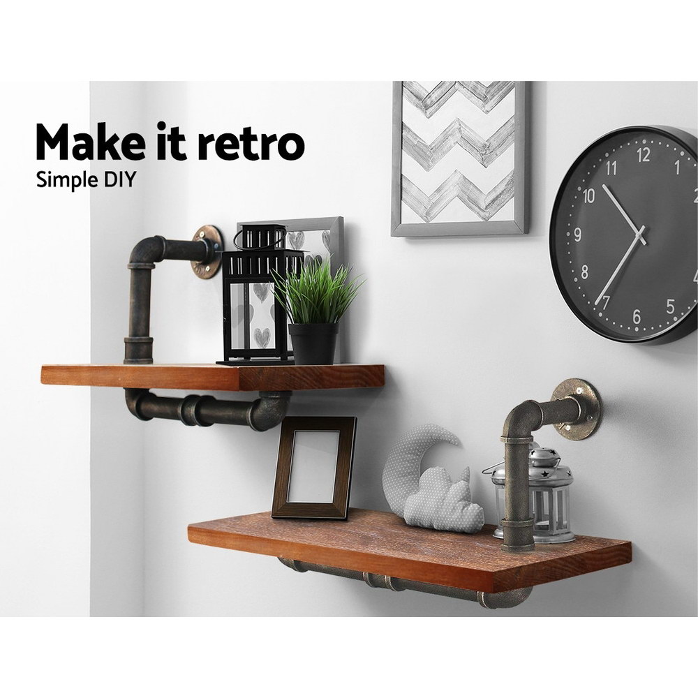 Artiss Floating DIY Pipe Shelf Set of 2 - IVOR - Image 4