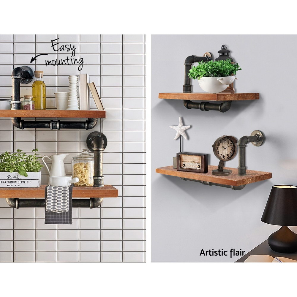 Artiss Floating DIY Pipe Shelf Set of 2 - IVOR - Image 5