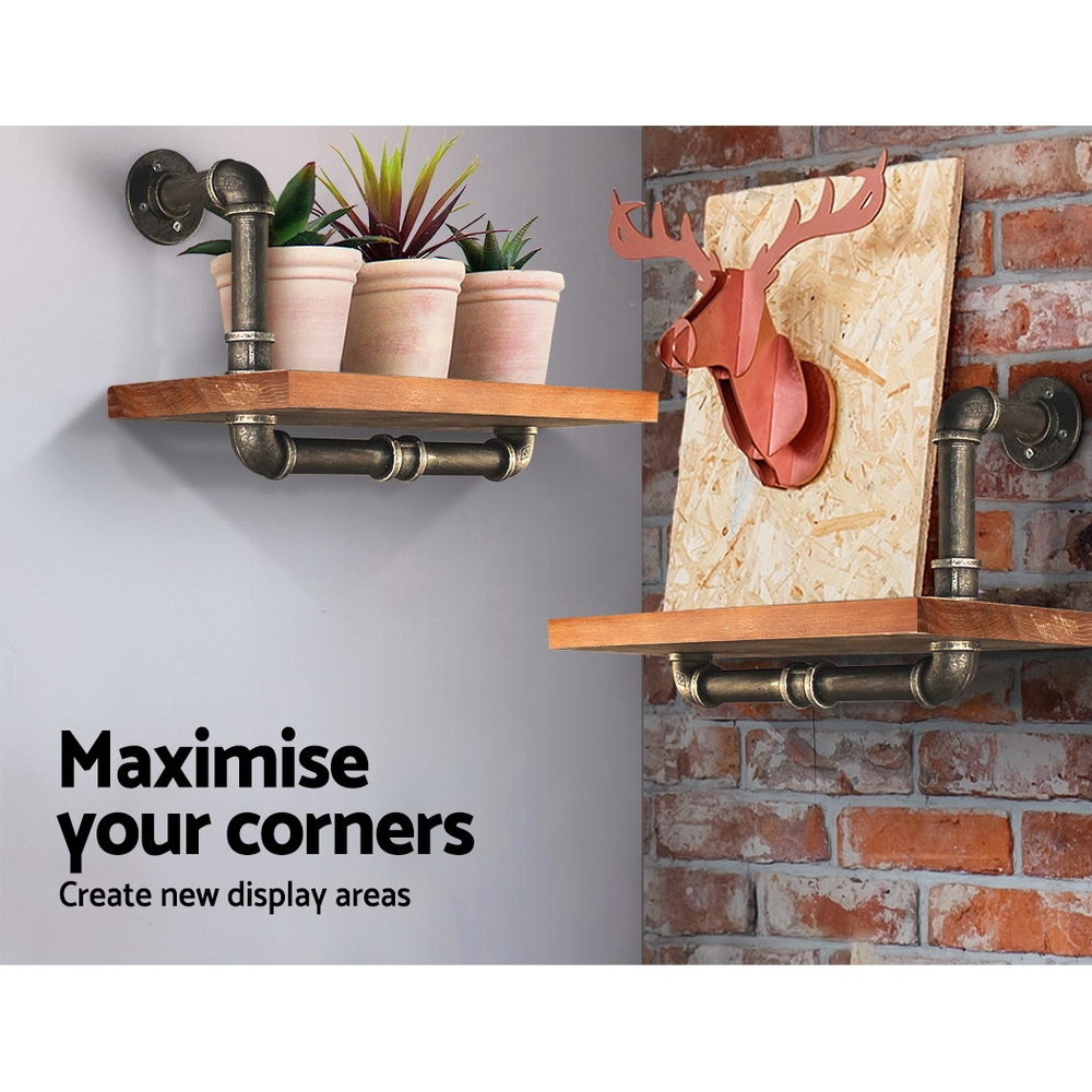Artiss Floating DIY Pipe Shelf Set of 2 - IVOR - Image 6