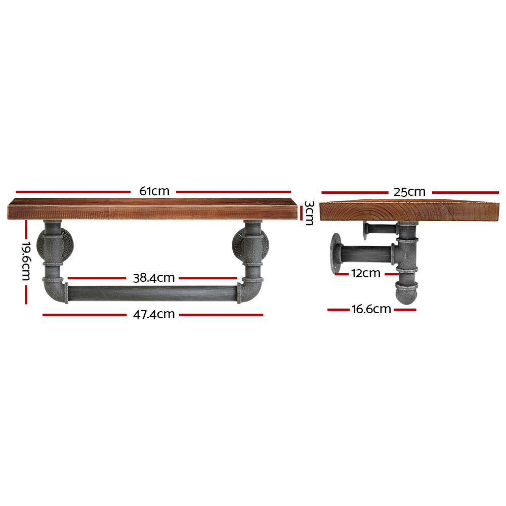 Artiss Floating DIY Pipe Shelf - IVES - Image 2