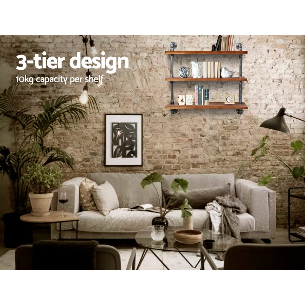 Artiss Floating DIY Pipe Shelf 3 Tiers - ISSA - Image 5