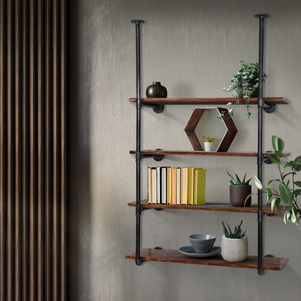 Artiss Bookshelf DIY Pipe Shelf 4 Tiers - INGE - Image 8